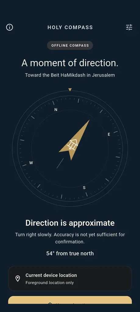 Holy Compass: Jerusalem application interface